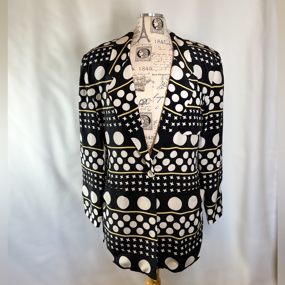 Alfred Sung Vintage 100% Silk Polka-Dot Women’s Blazer